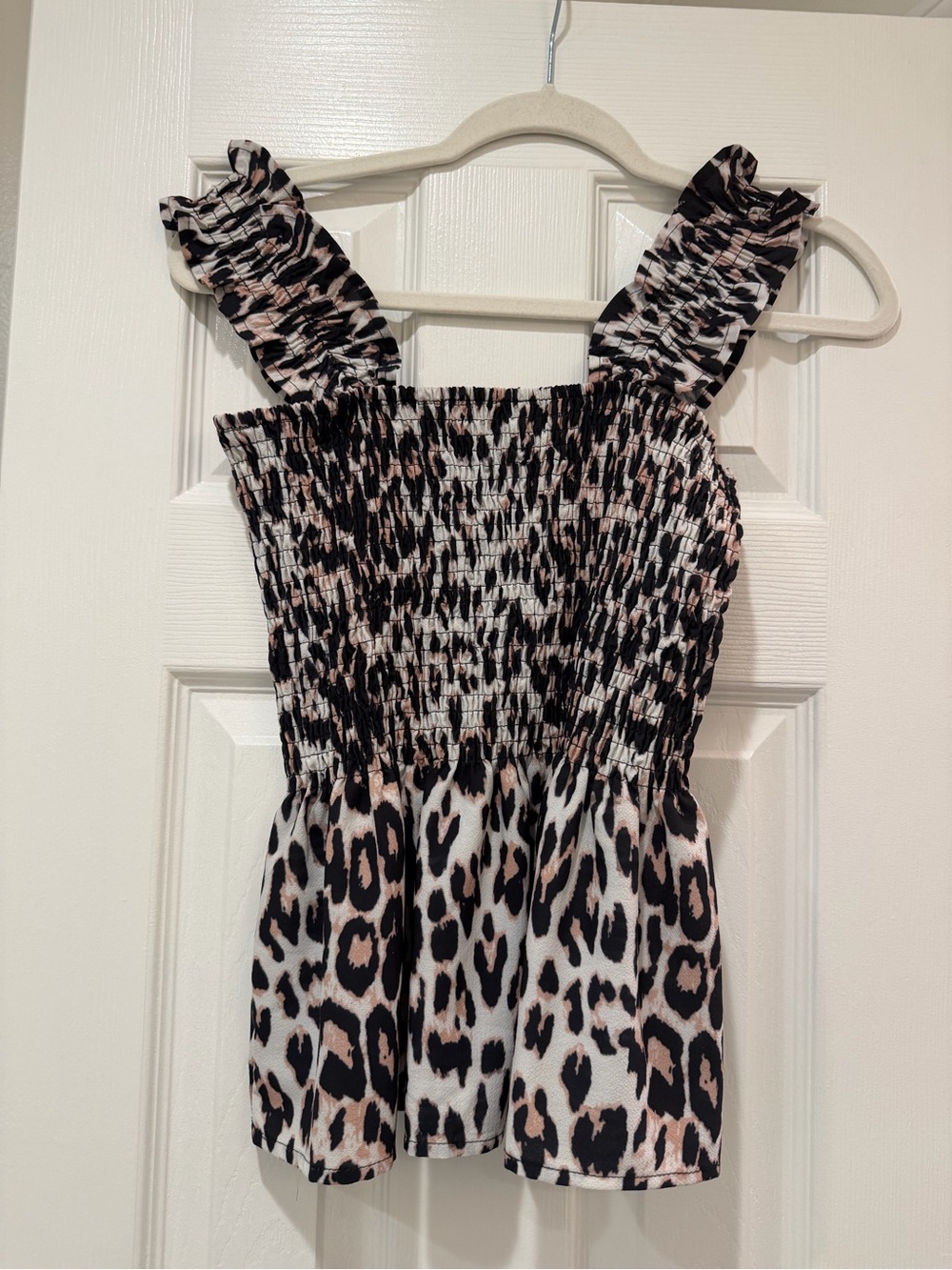 Smocked Leopard Print top